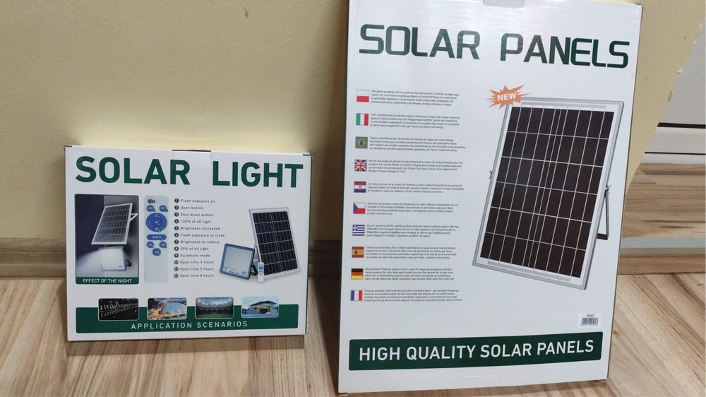 НОВА Соларна LED лампа 600W с панел и дистанционно