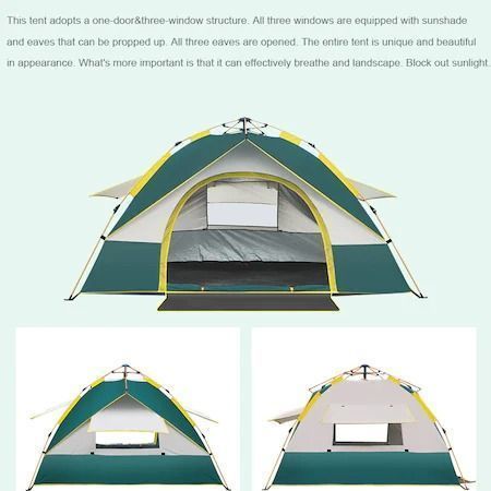 Cort de camping pliabil pentru 2-3 persoane, 200x150x125cm Verde