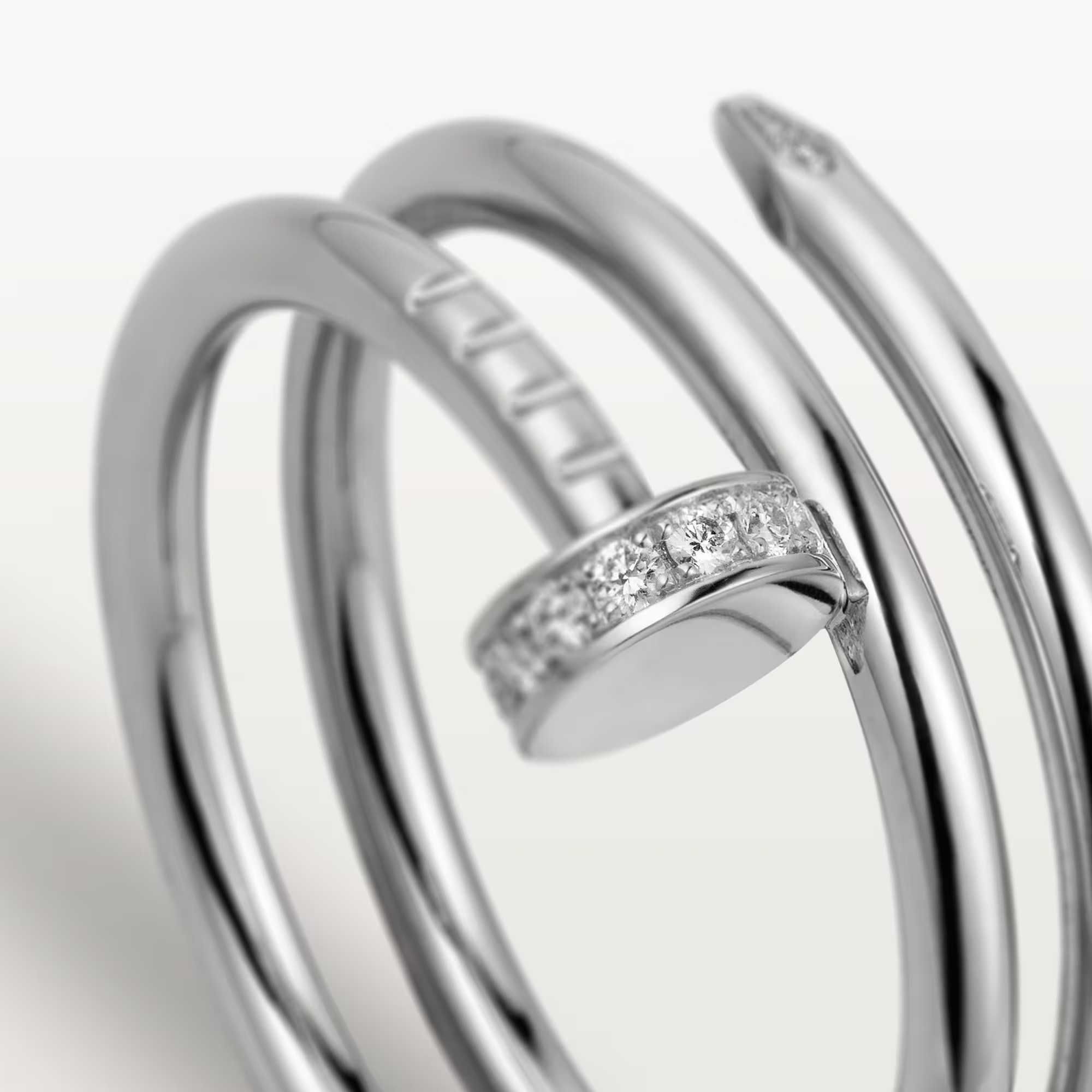 CARTIER Nail Juste un Clou Double White Gold Diamonds Пръстен Пирон
