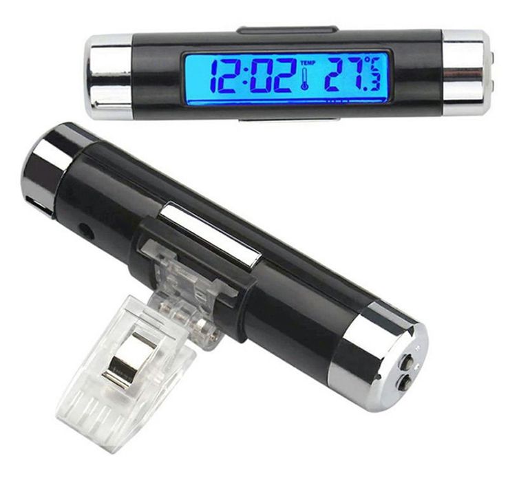 термометър и часовник за кола с голям дисплей със синя подсветка ...