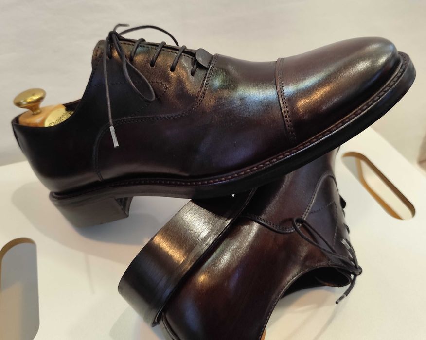 Pantofi oxford 39 39.5 cap toe Old Signature NOI piele naturala maro