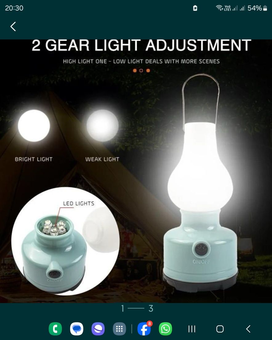 Lampa led solara cu baterii, pt camping, drumeții, gradina