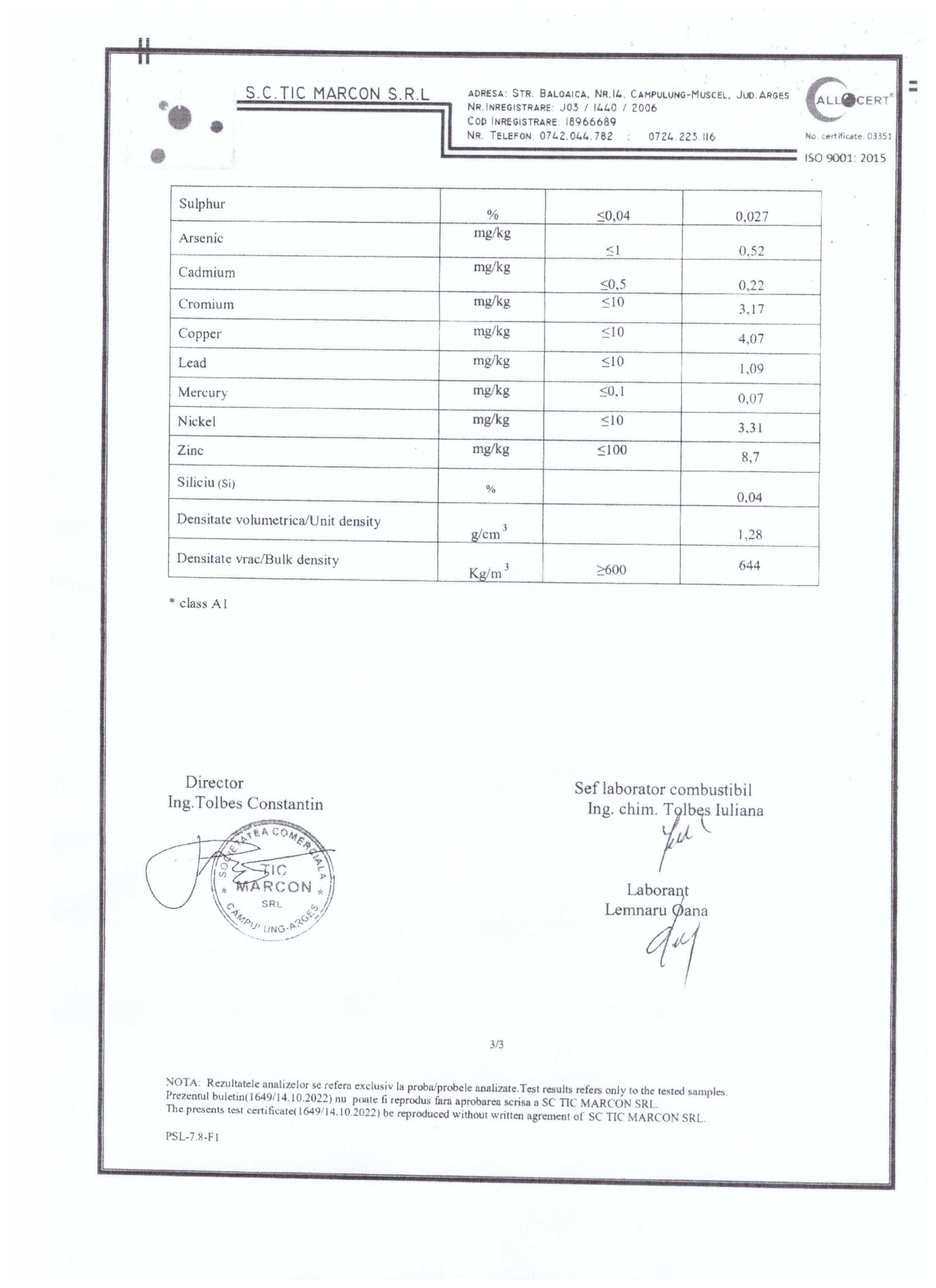 Peleti calitate A1 rasinoase in saci de 15 Kg