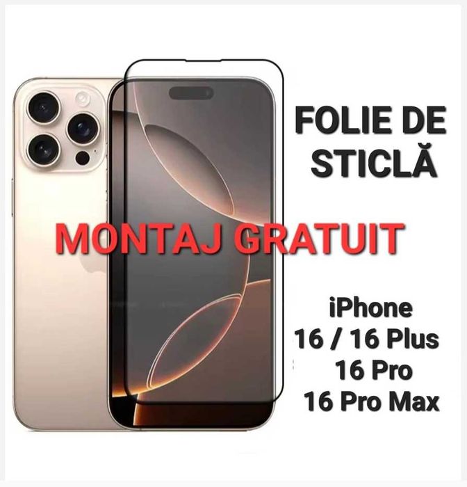 Folie Sticla Full iPhone 16 Plus 17 Air 16 Pro Max 15 14