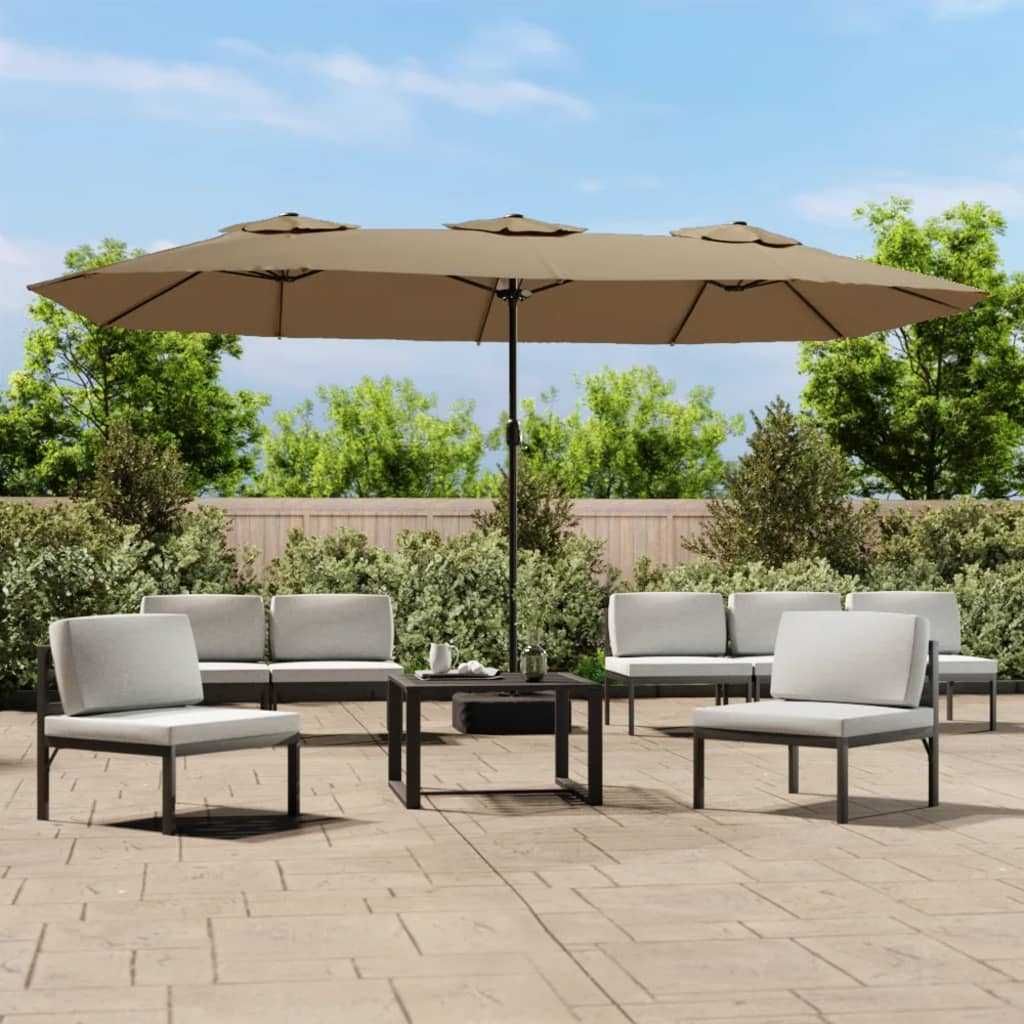 Umbrelă de soare cu baza gradina/terasa 450×245 cm Bej OFERTA