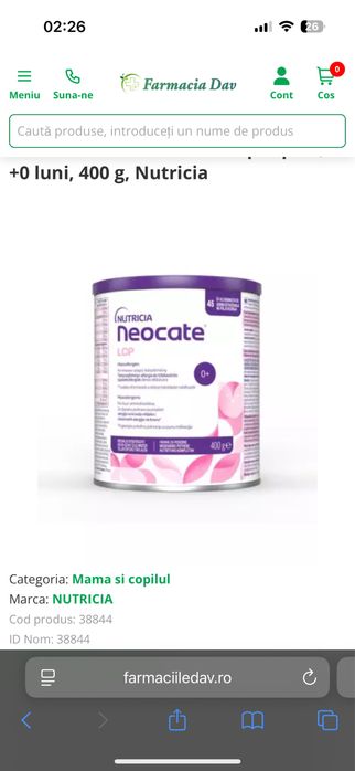 Neocate 0+ antialergen