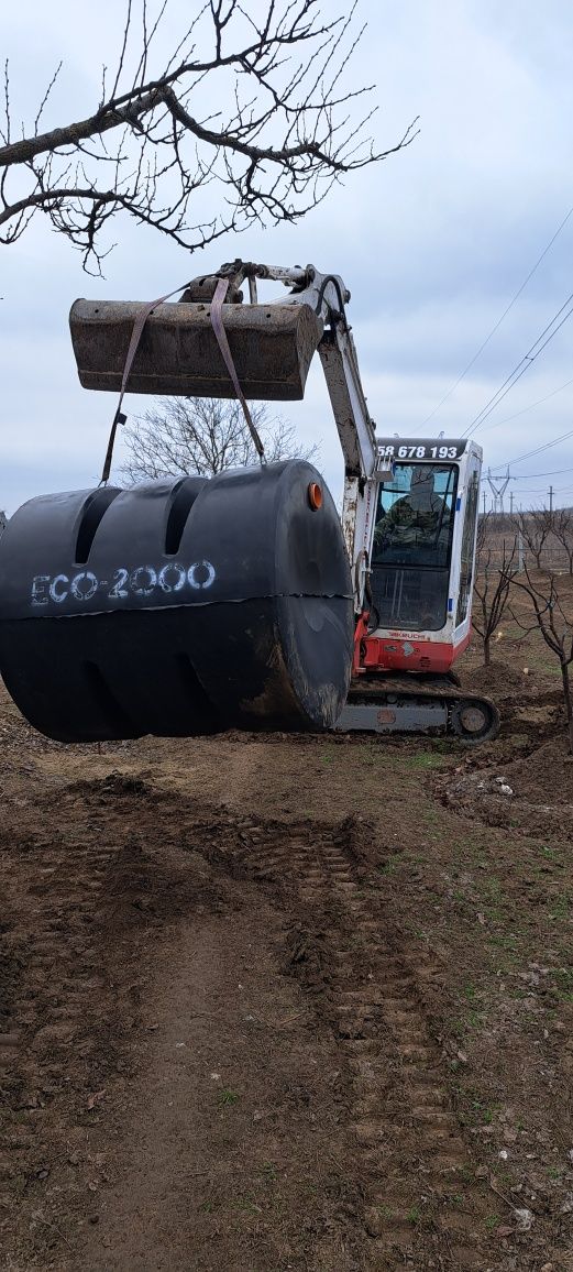 Inchiriez miniexcavator fose septice, beciuri, șanțuri, fundații cu mi