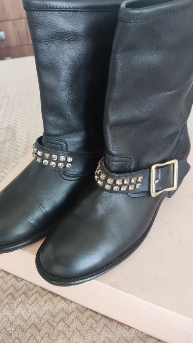 Pinko Разкошни кожени боти Оригинални с подарък кожена чанта