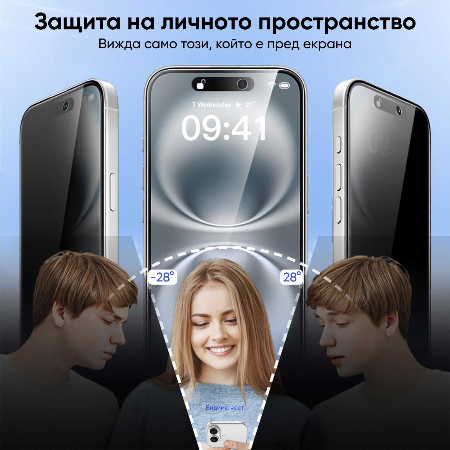 Стъклен протектор NORDIC PRIVACY за iPhone 16 Pro,16 Pro Max,16 Plus