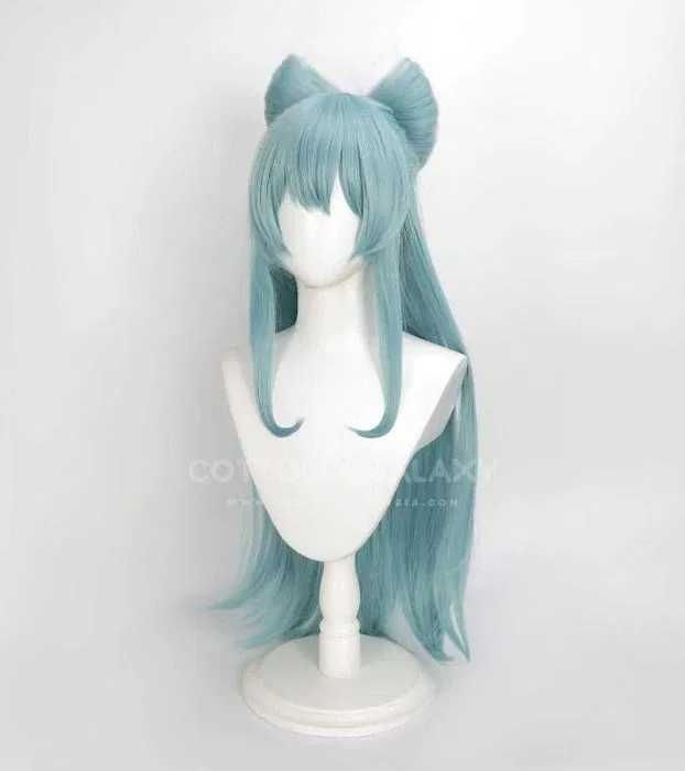 Косплей аниме перука Genshin Impact Yumemizuki Mizuki в ментово зелено