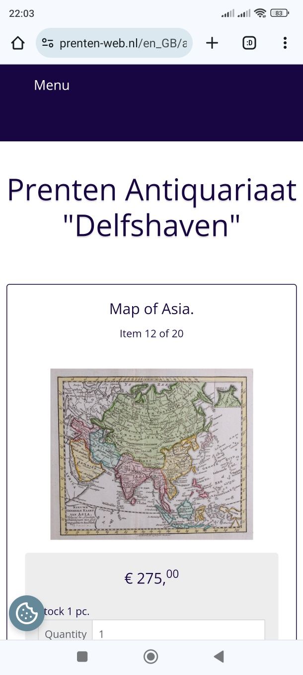 Редкая карта древнего Казахстана 1780 года