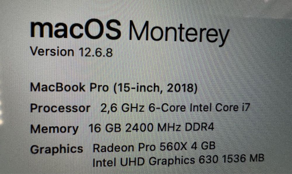 MacBook Pro (15-inch, 2018) 512gb 16gb ram
