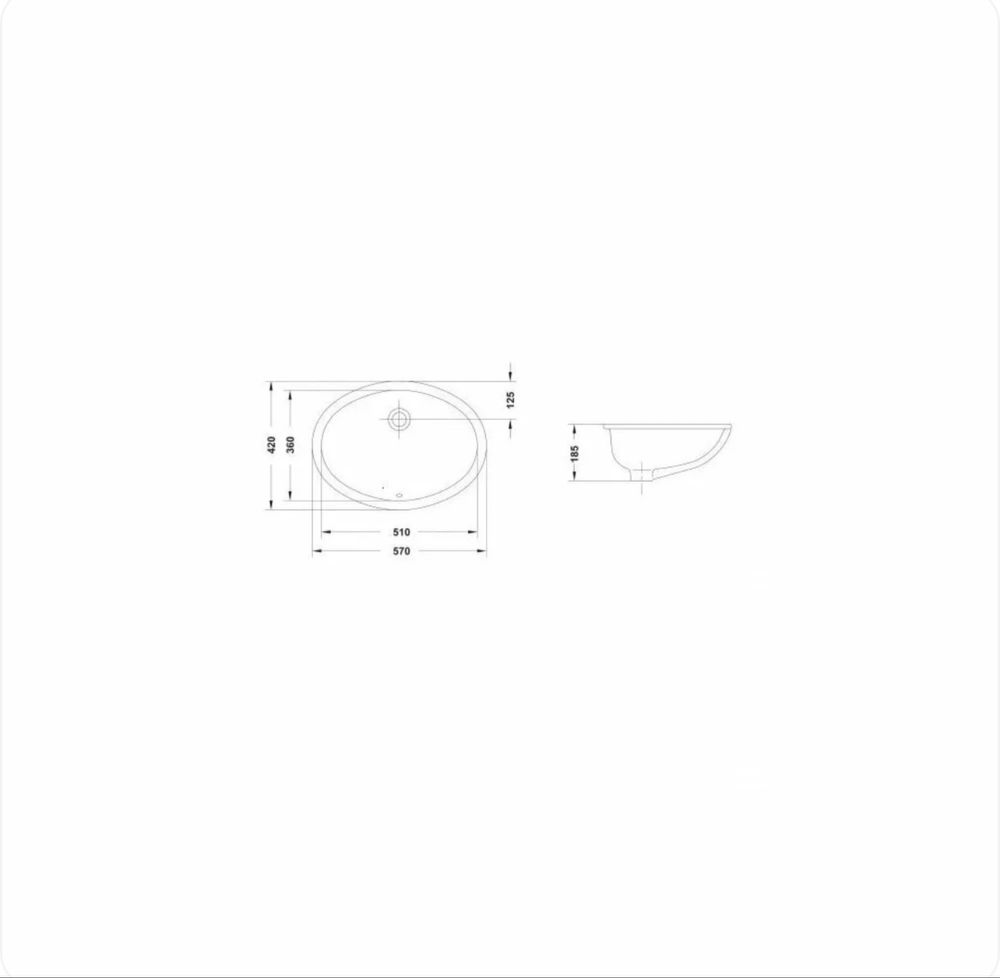Lavoar sub blat Gala Egeo oval 57 cm alb lucios