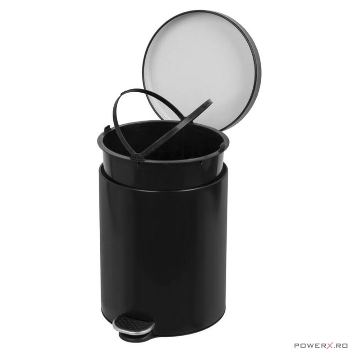 Cos de gunoi cu pedala si capac soft-close, capacitate 5 litri, negru,