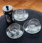 Set ceșcuțe cu farfuriuțe+infuzor ceai/cafea din sticlă termorezistenă