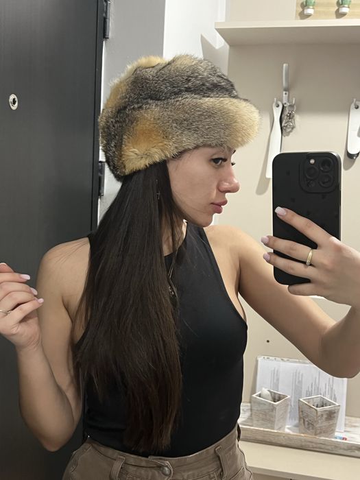 Caciula blana naturala vulpe canadiana