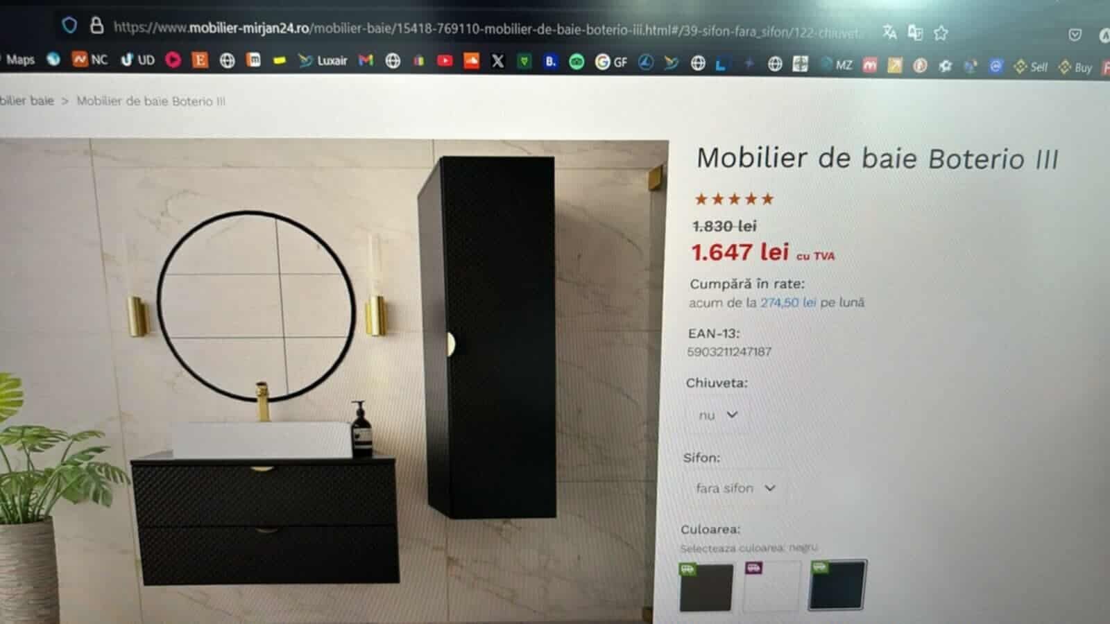 Vând dulap baie, negru mat, sigiilat