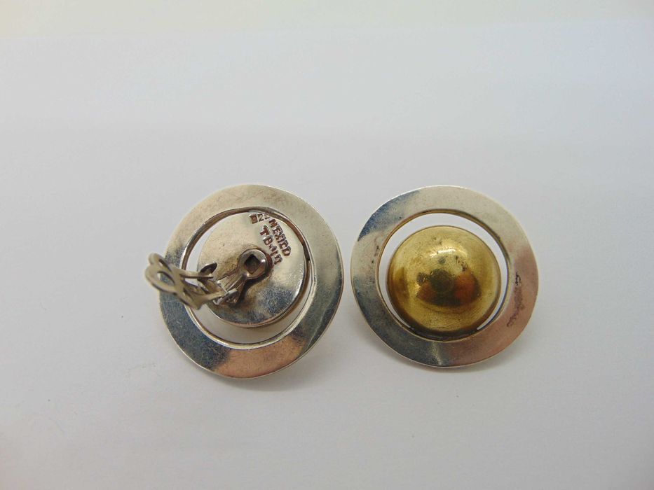 Cercei clips din argint si alama Mexic