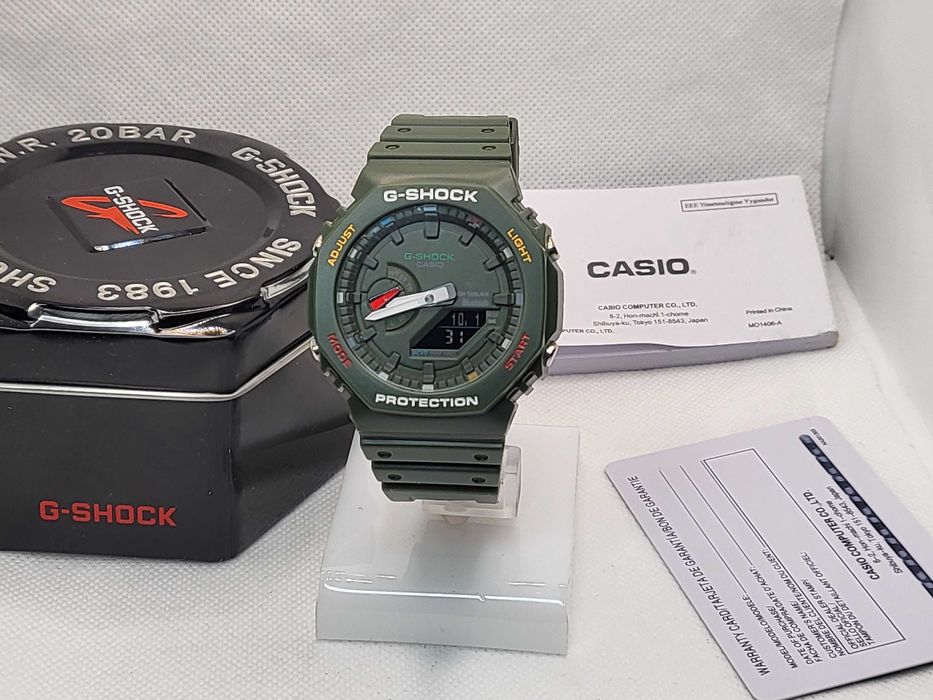 Ceas Sport Casio G-Shock GA-2100 Green Army – Nou, Garanție 2 Ani