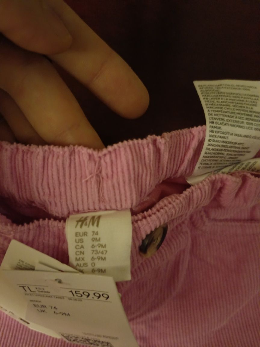 Брюки для девочек, H&M, 6-9 месяцев