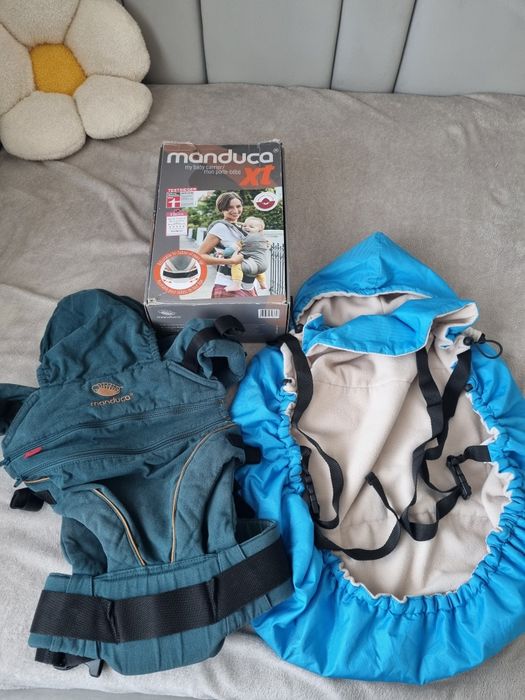 Marsupiu Manduca XT denim si protectie pentru marsupiu BB Junior