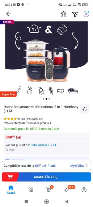Robot Babymoov Multifuncțional 5 în 1 Nutribaby XL