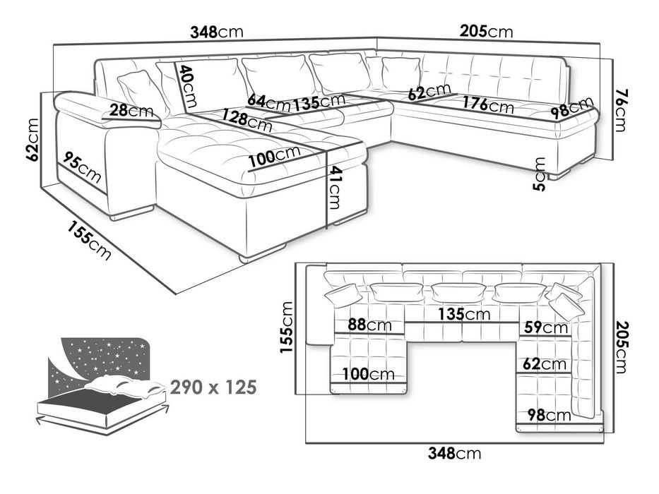 Canapea în formă de U