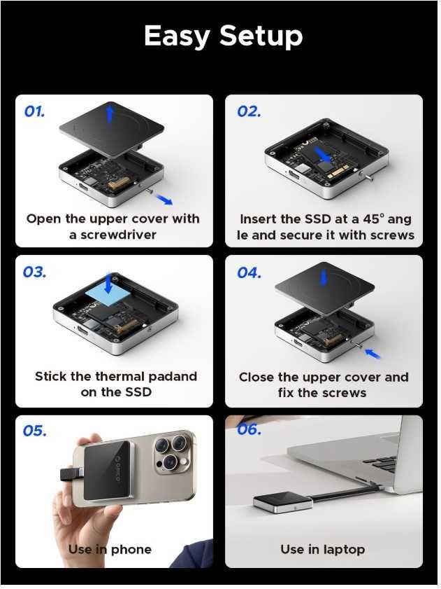 Новинка! Orico кейс для SSD для iPhone + Samsung SSD M.2 Nvme 1TB
