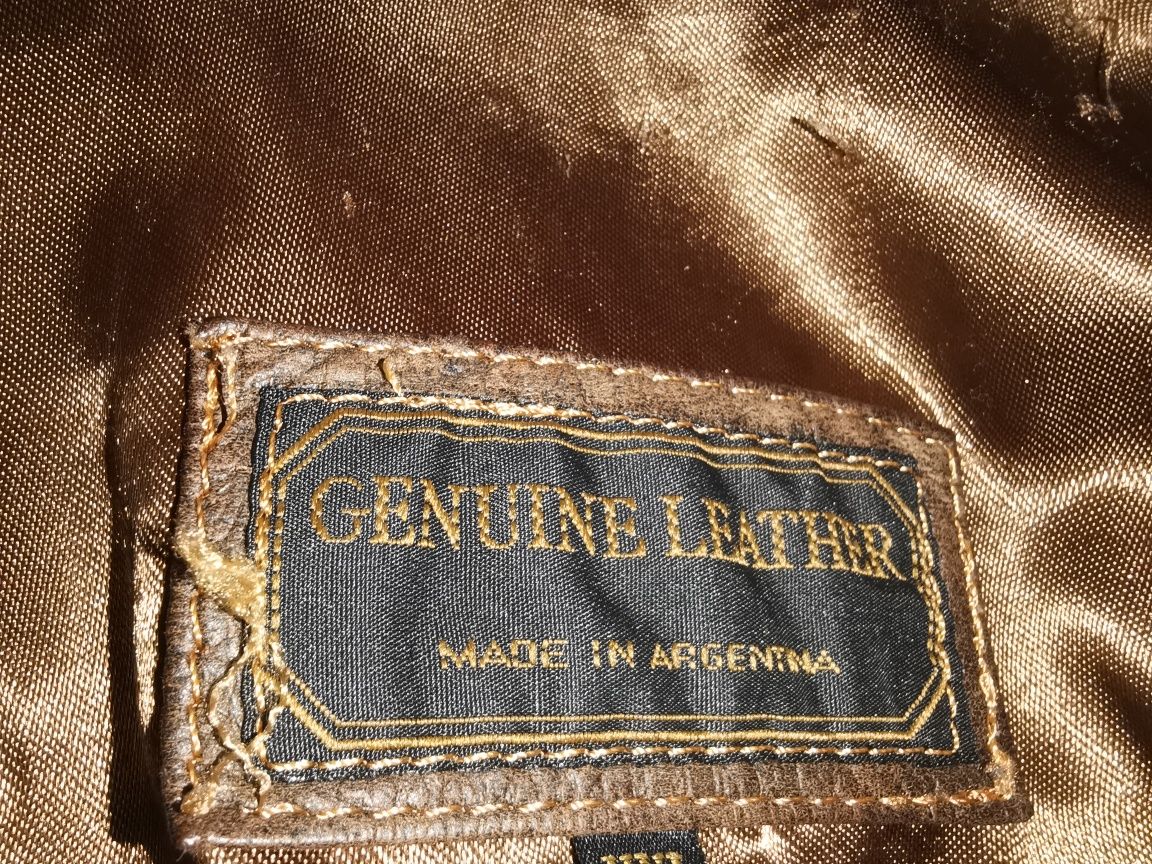аржентинско кожено яке, с демонтираща се яка на цип, колан