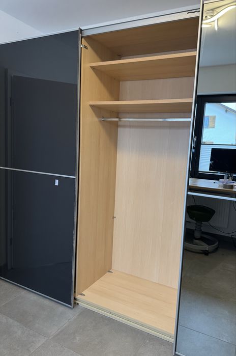 Dressing/Dulap 280/220/63 cm 3 usi culisante sticla gri/oglinda