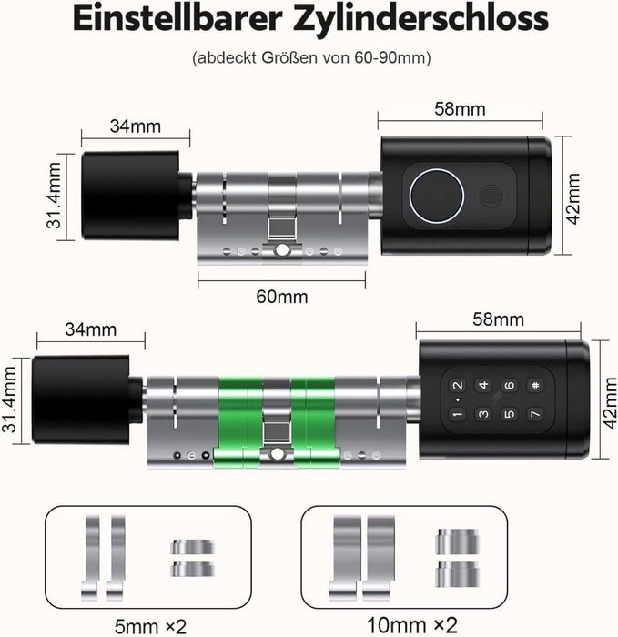 Yala/Cilindru broasca SMART , WiFi + APP, 60-90mm, REDUS de la 620RON
