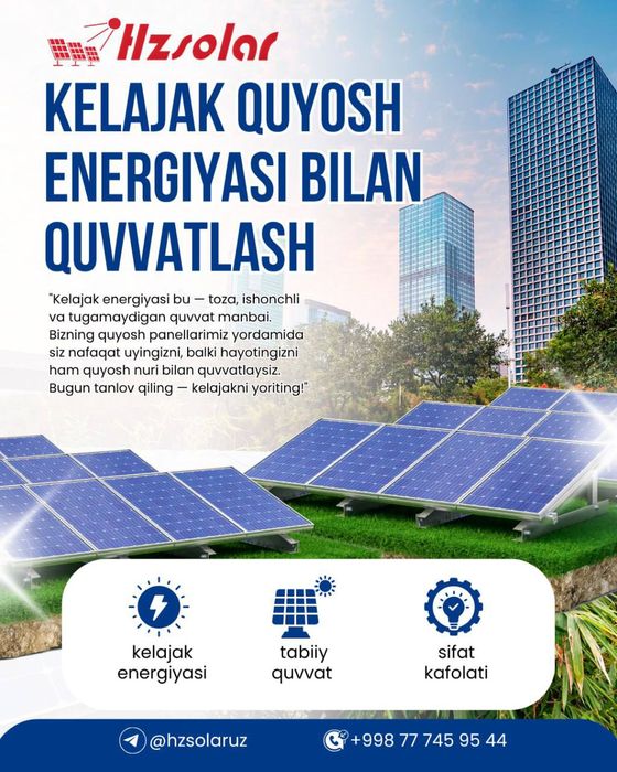 Quyosh panellari oʻrnatamiz arzon narxlarda
