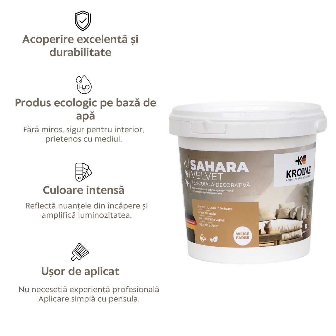 Vopsea Decorativă Pensulată Perlată, Culoare Auriu, Sahara - 1L