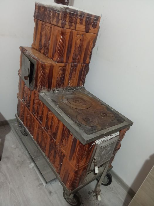 Sobă teracotă pe roți