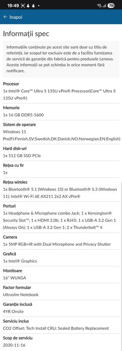 Laptop Lenovo Thinkpad T16 i5 gen 13 SSD 512Gb Garantie