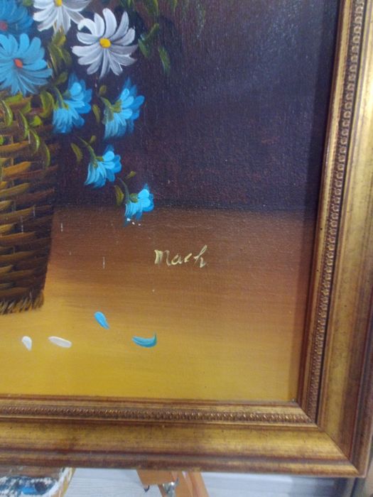 Картина маслени бои "Кошница с Пролетни Цветя"