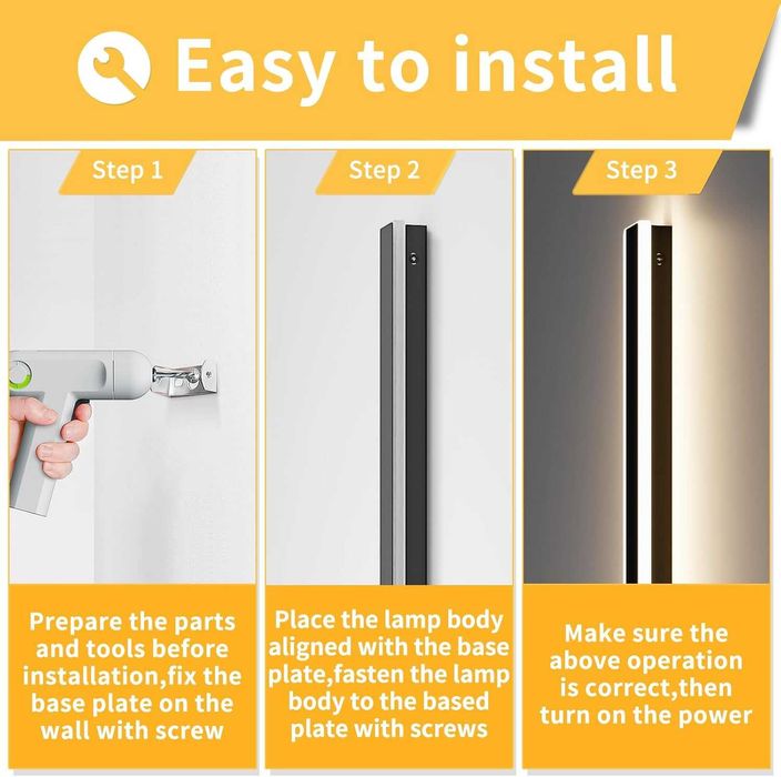 Модерен 80см външен стенен аплик IP65 с 3 цвята светлина