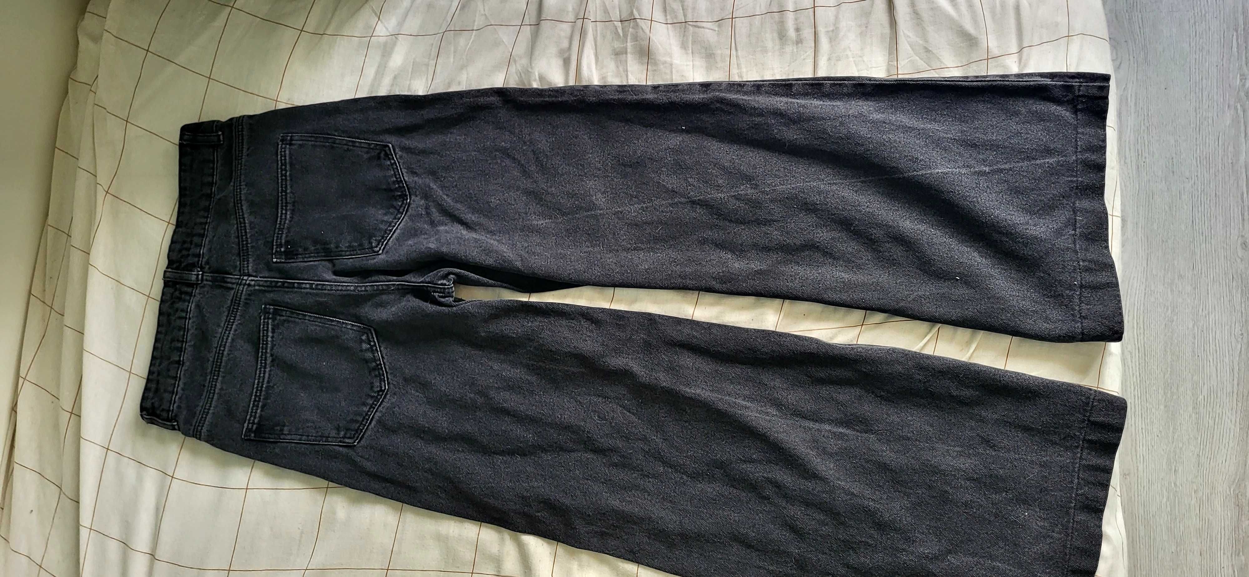 Дънки, черни, wide leg