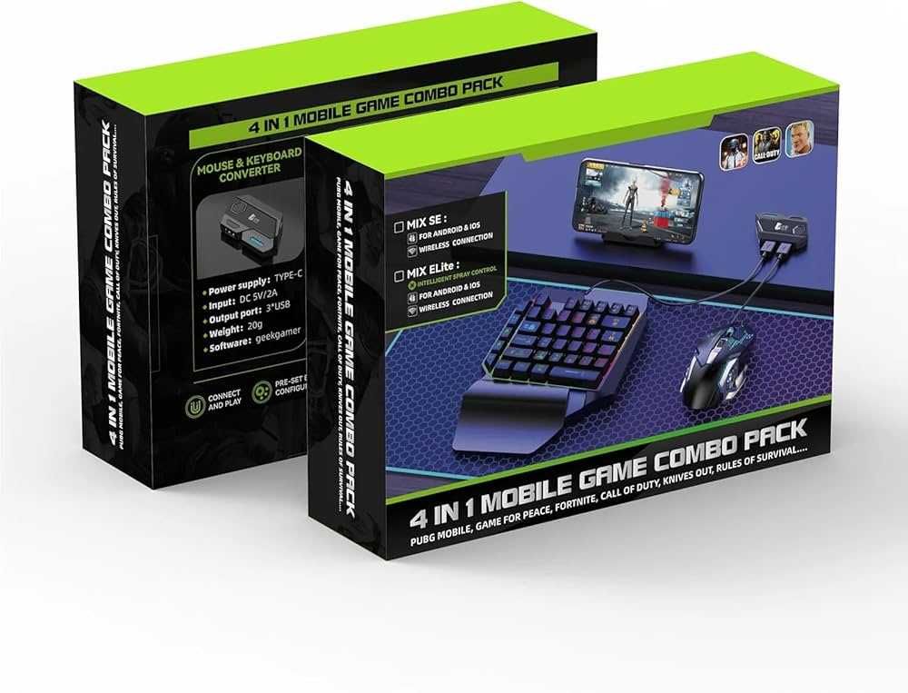 Комплект 4 в 1 GAME COMBO PACK, iOS, Android, USB, Bluetooth
