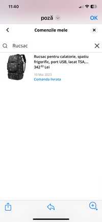 Vand rucsac nou,incapator,buzunar frigo,USB,standard bagaj avion