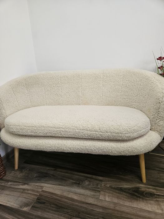 Canapea GISTRUP 2 locuri alb-murdar plușat