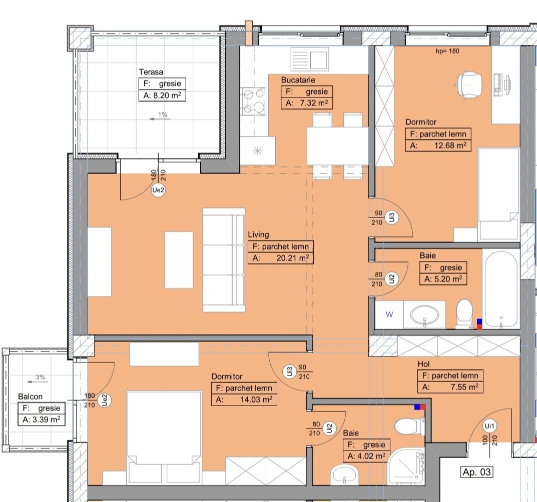 Ap. 3 camere 71 mp. utili, terasă  9 mp., balcon 3.39, boxă, parcare!