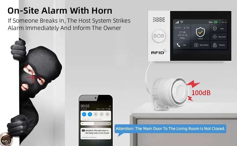 Смарт WiFi, Gsm алармена система за дома Tuya, Smart Life тъчскрийн