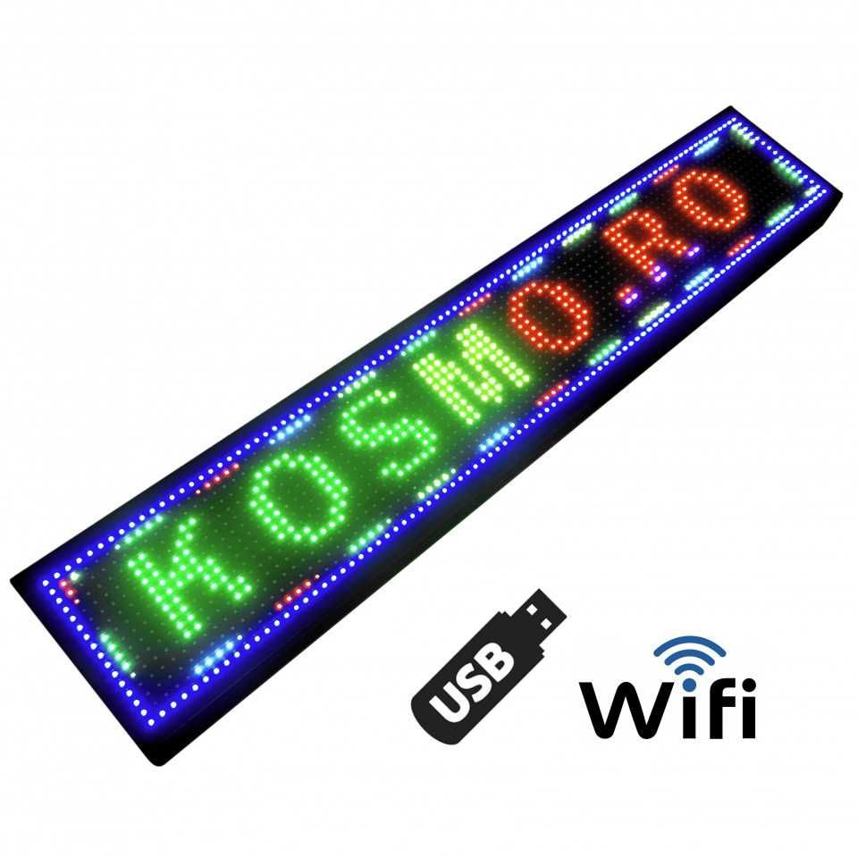 Reclama firma luminoasa exterior 100x20cm LED RGB Programabila telefon