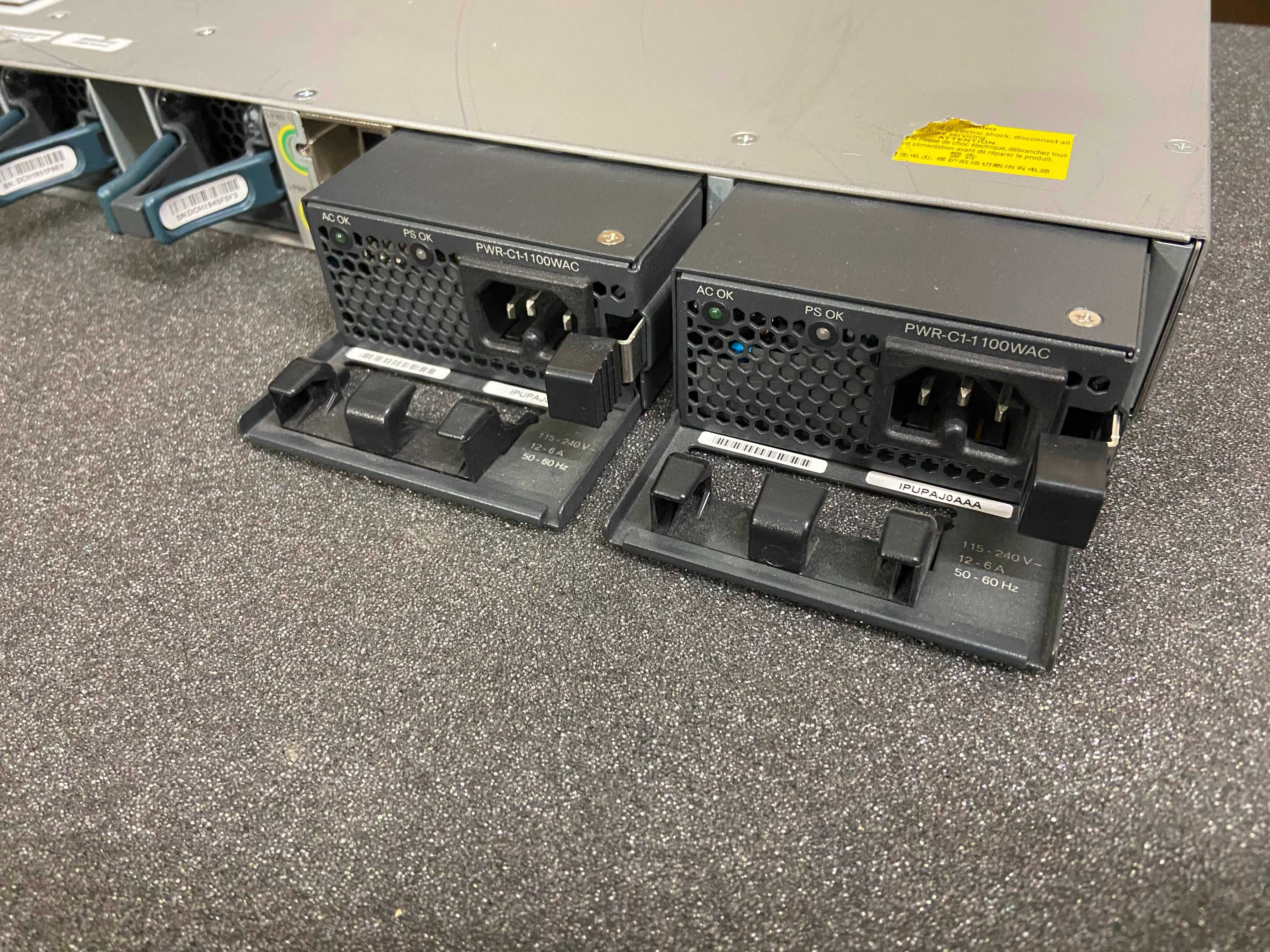 Cisco Catalyst 3850 48 портов PoE+ switch суич 2x 10Gb + 2x 1100W PSU