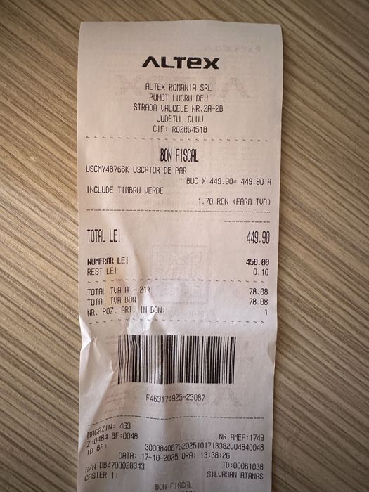 Vand uscator de par Myria