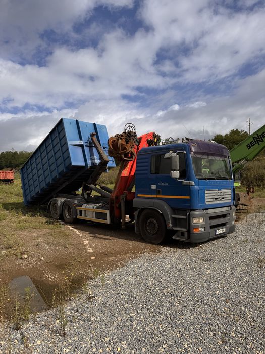 Camion Man Abrollkipper cu macara graifer