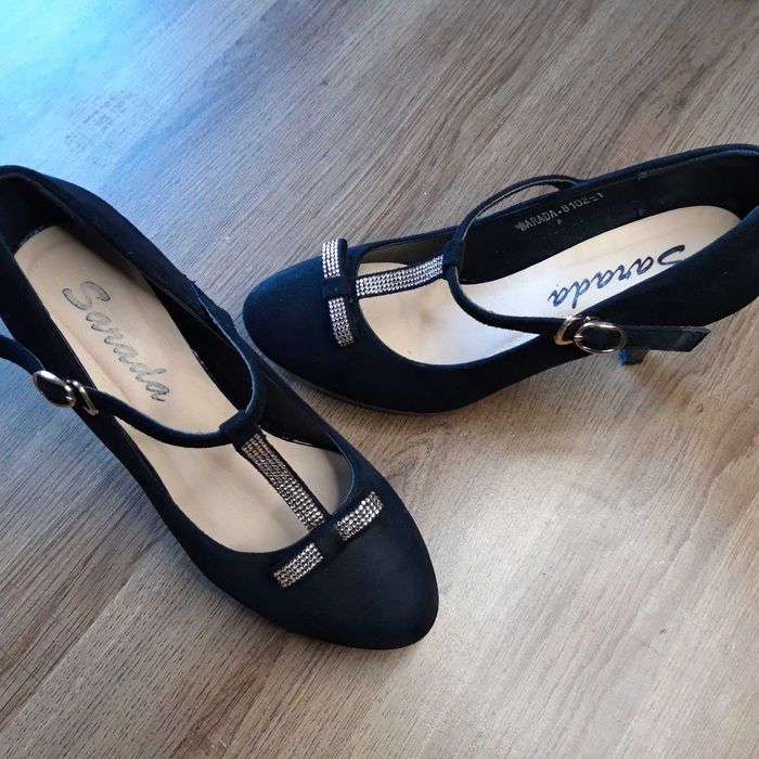 Дамски елегантни обувки, от черен еко велур, 37 номер