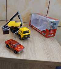 Macheta camion macara,basculanta M B-Welly+masinuta Hotwheels+cub Siku
