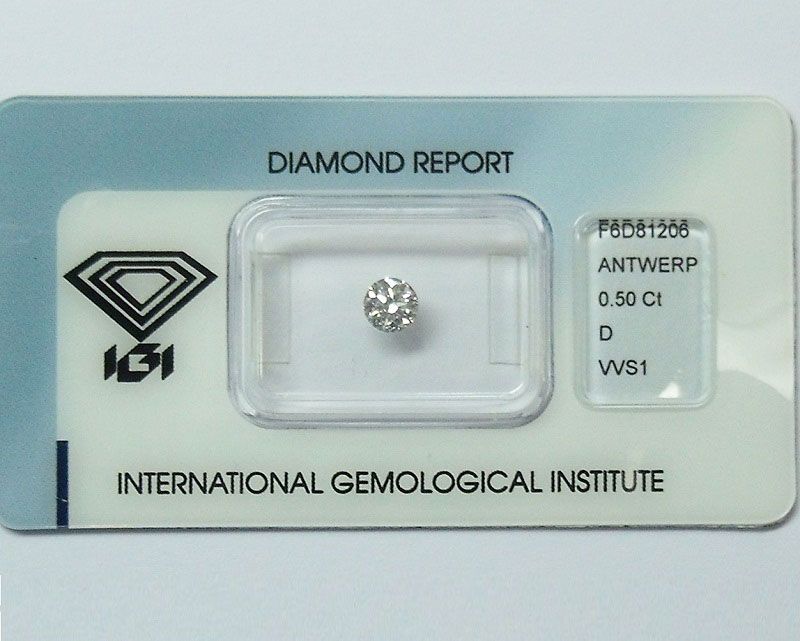 Сертифициран Диамант GIA IGI 0,50 карата D/VS Брилянт Скъпоценен Камък